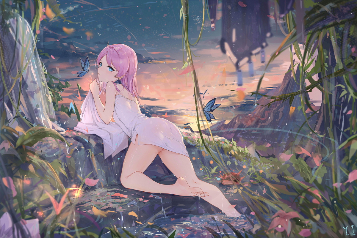 This is a pixiv picture whose title is 独自沐浴的蓝毒.