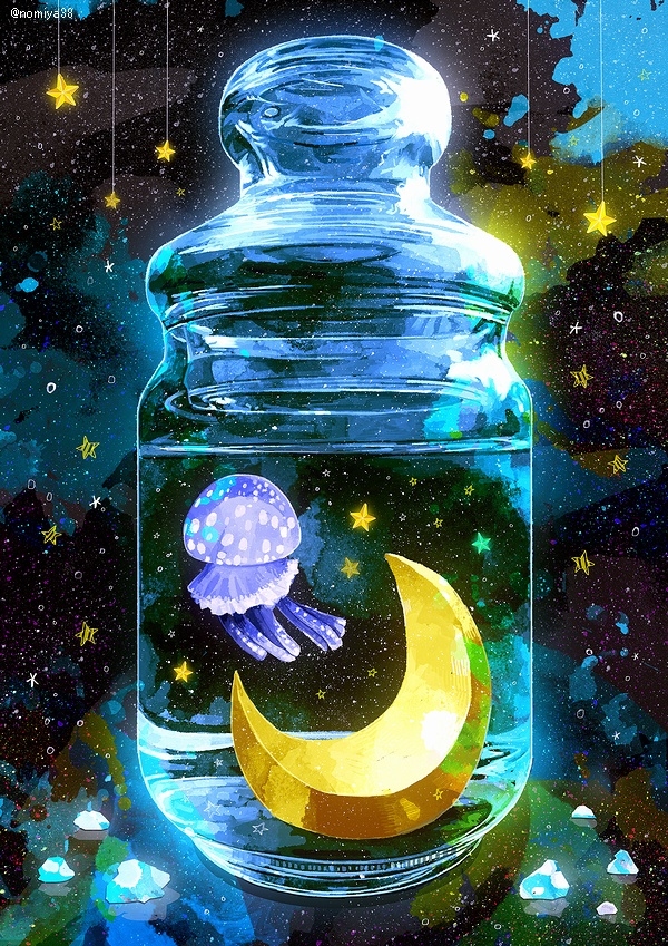 This is a pixiv picture whose title is 海と月のワルツ.