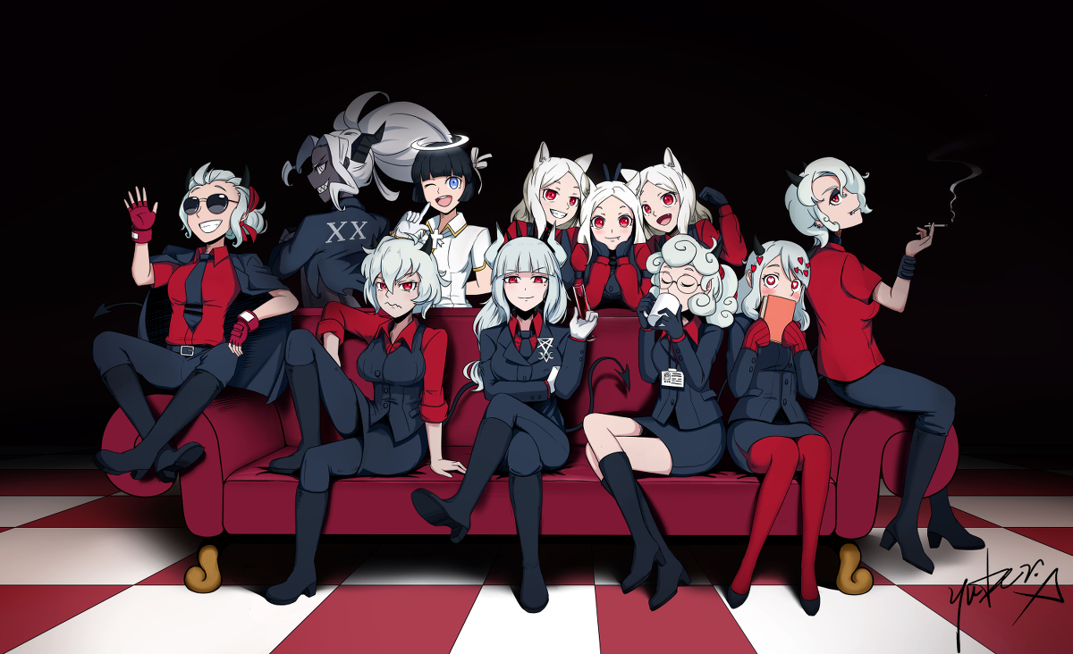 This is a pixiv picture whose title is Helltaker.