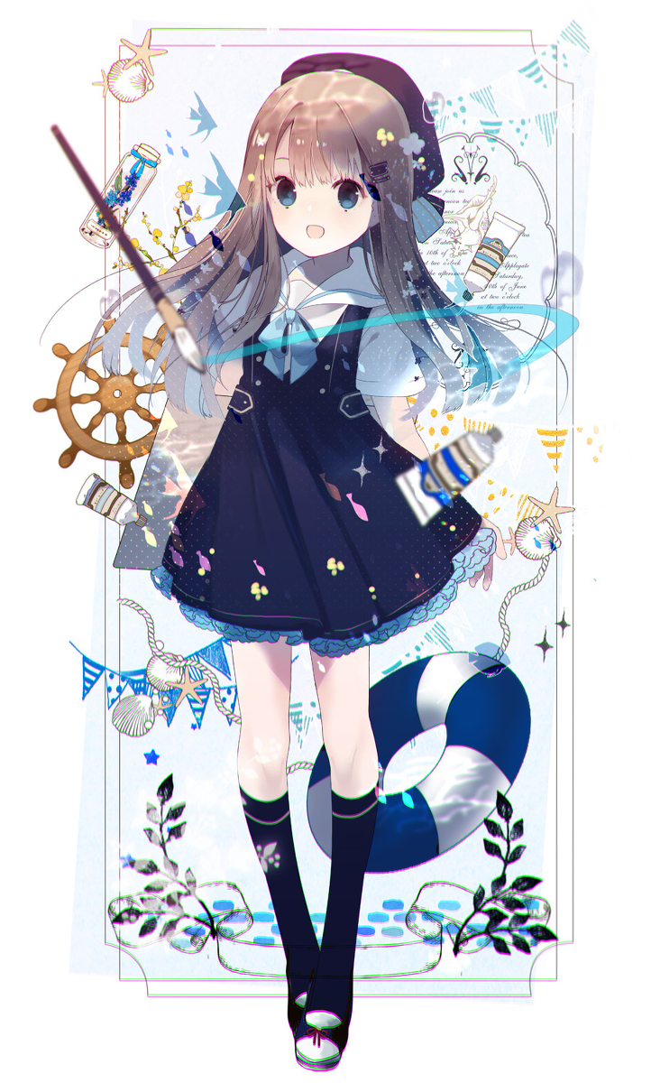 This is a pixiv picture whose title is 夏のお絵かき少女⚓️.