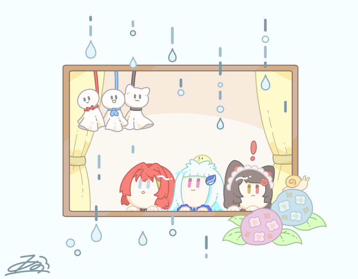 This is a pixiv picture whose title is しとしとぽたぽたぴちゃんぴちゃん.