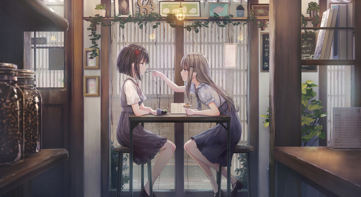 This is a pixiv picture whose title is 雨宿り.