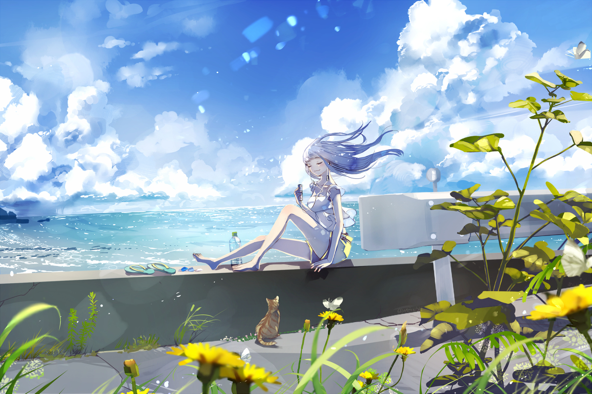 This is a pixiv picture whose title is 夏に向かう海風の歌.