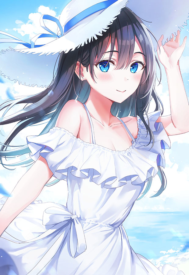 This is a pixiv picture whose title is 黒髪碧眼.