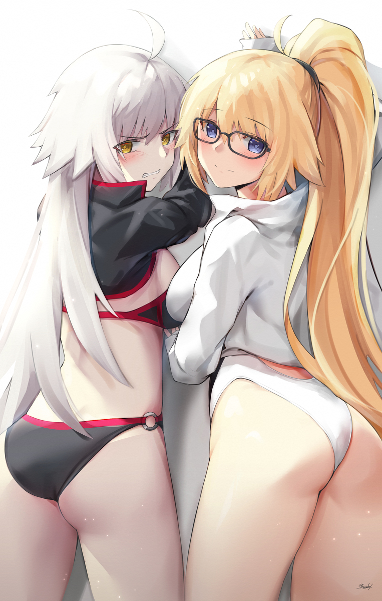 This is a pixiv picture whose title is 水着Wンヌ.