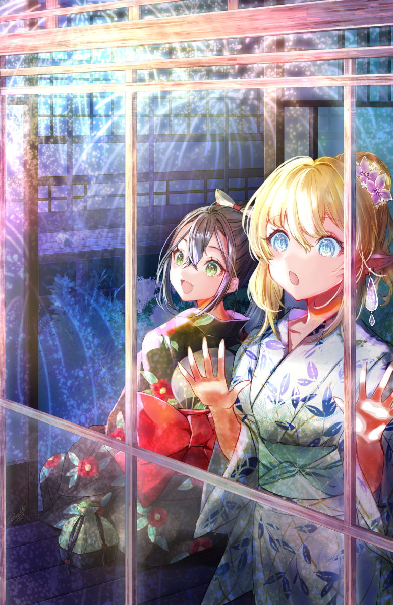 This is a pixiv picture whose title is 夜空の花.