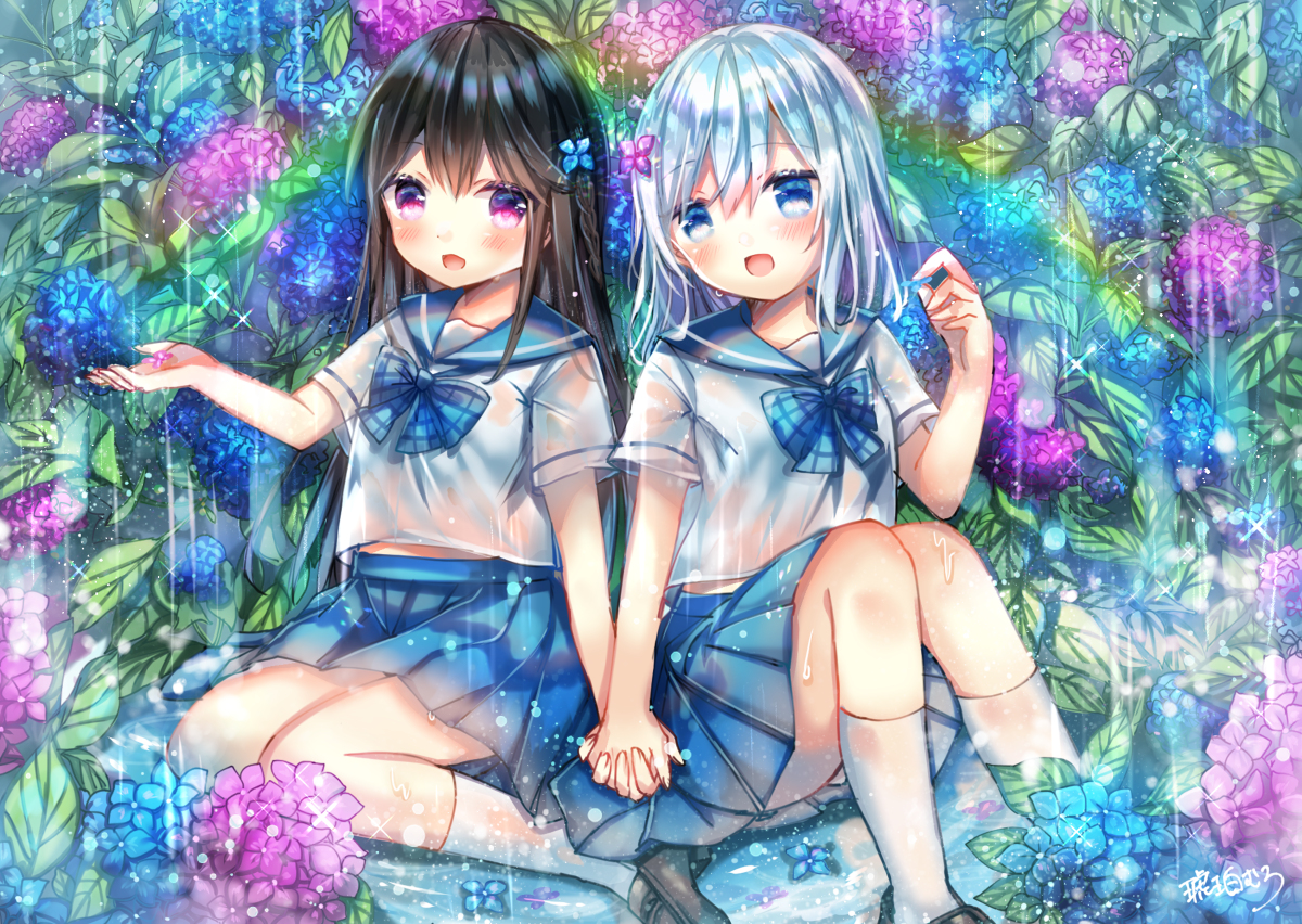 This is a pixiv picture whose title is 紫陽花.