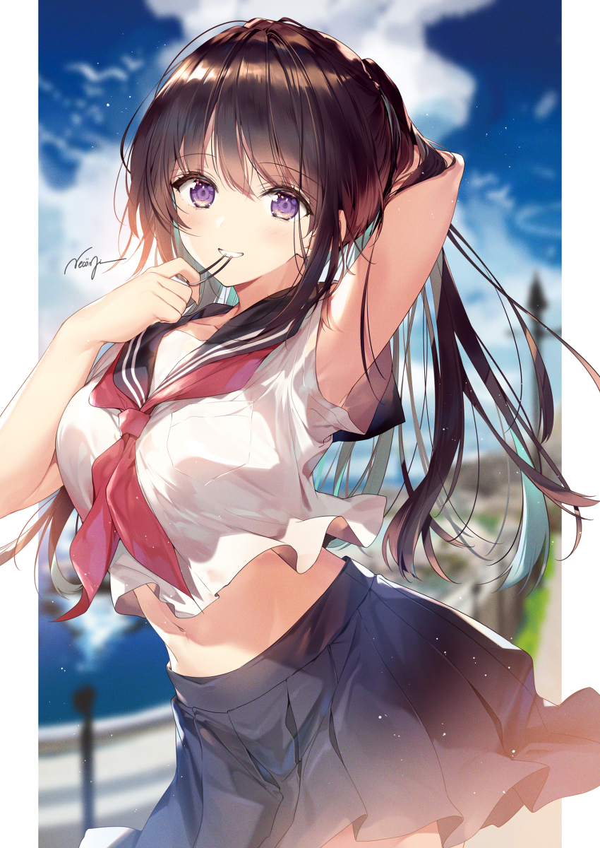 This is a pixiv picture whose title is 夏のポニテ.