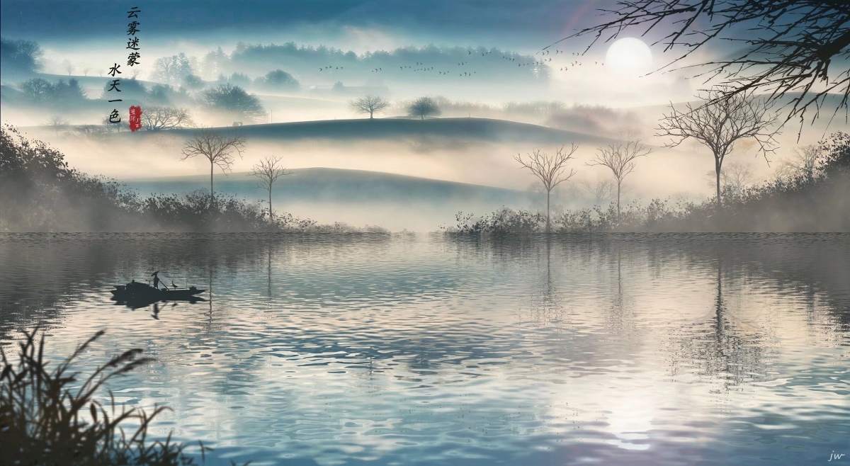 This is a pixiv picture whose title is 云雾迷蒙，水天一色。.