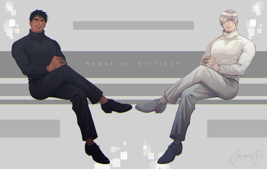 This is a pixiv picture whose title is ネガポジおじさん.