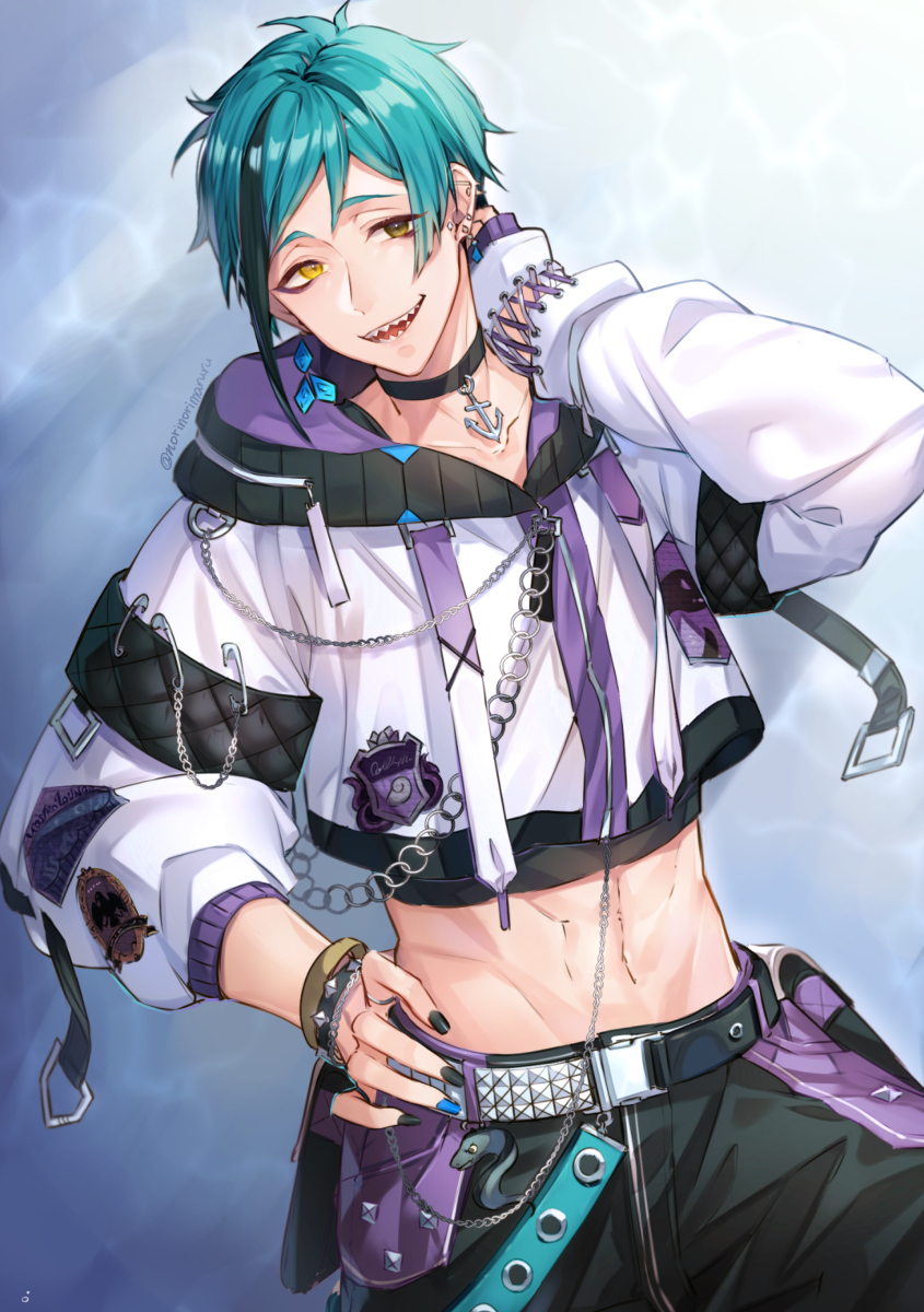 This is a pixiv picture whose title is 【現代衣装パロシリーズ】フロイドくん.