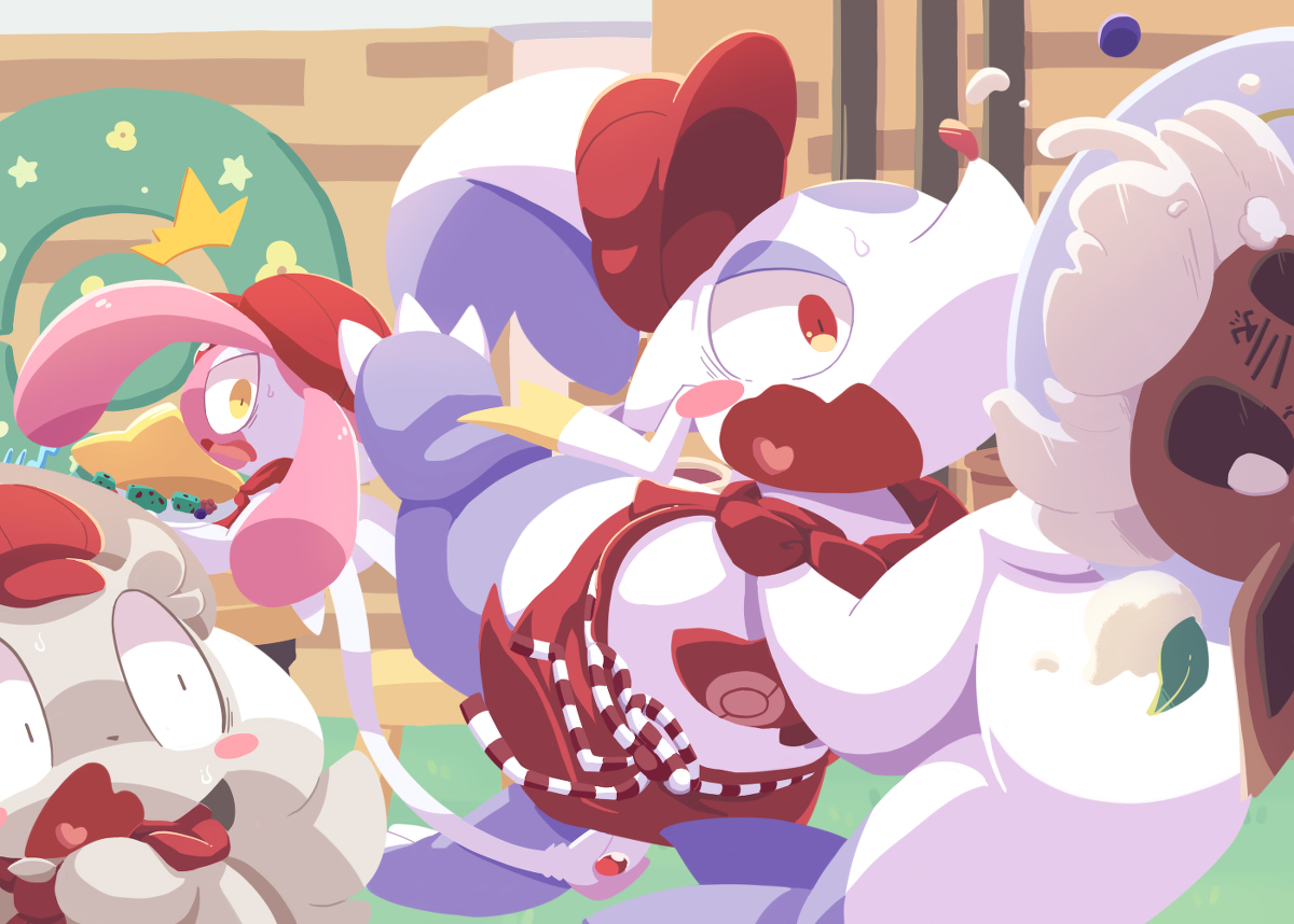 This is a pixiv picture whose title is どたばた3人組！.