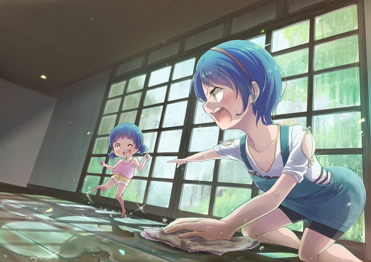 This is a pixiv picture whose title is 雨が降り込んでて.