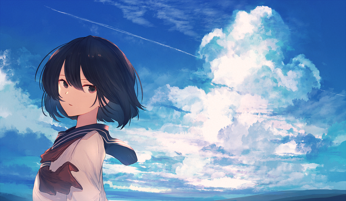 This is a pixiv picture whose title is 夏空と君.