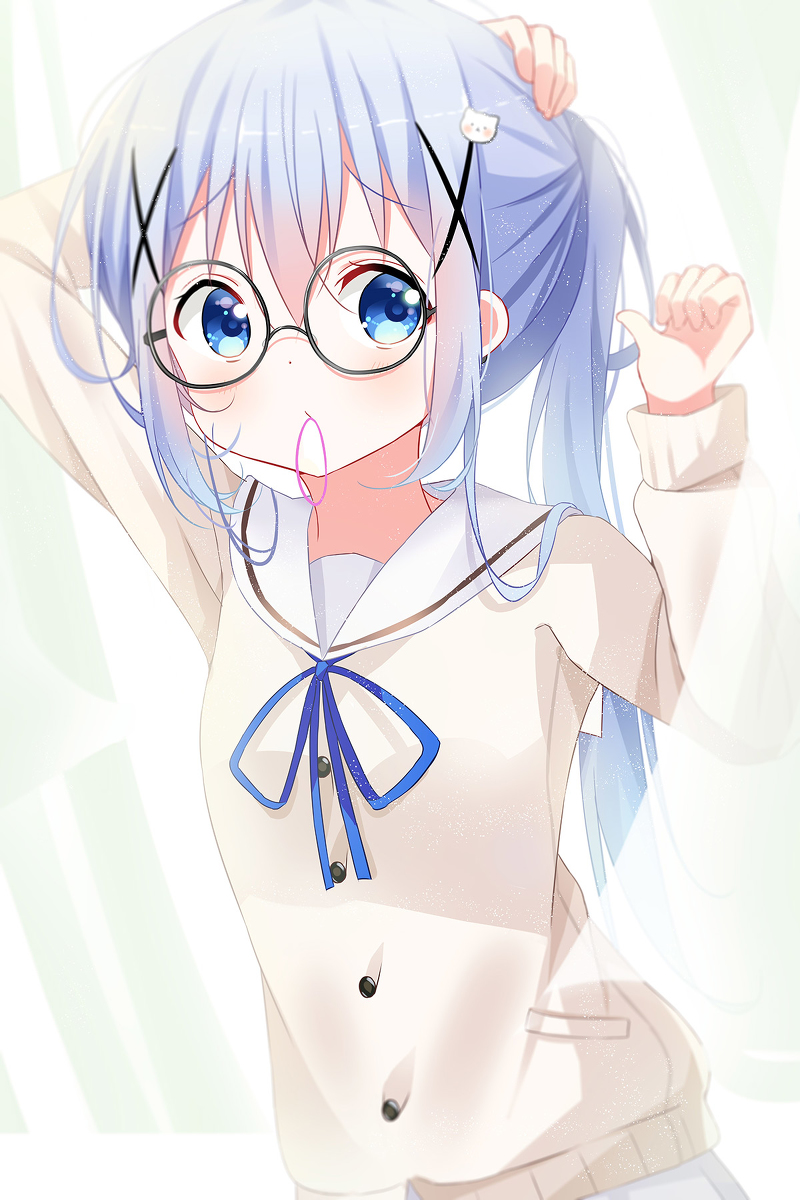 This is a pixiv picture whose title is 「チノちゃん こっち向いてー！」.