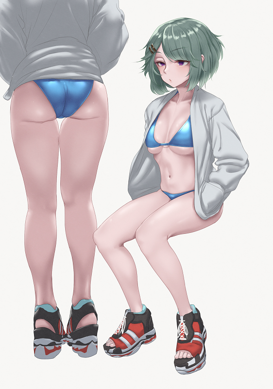 This is a pixiv picture whose title is 水着カーディガン.