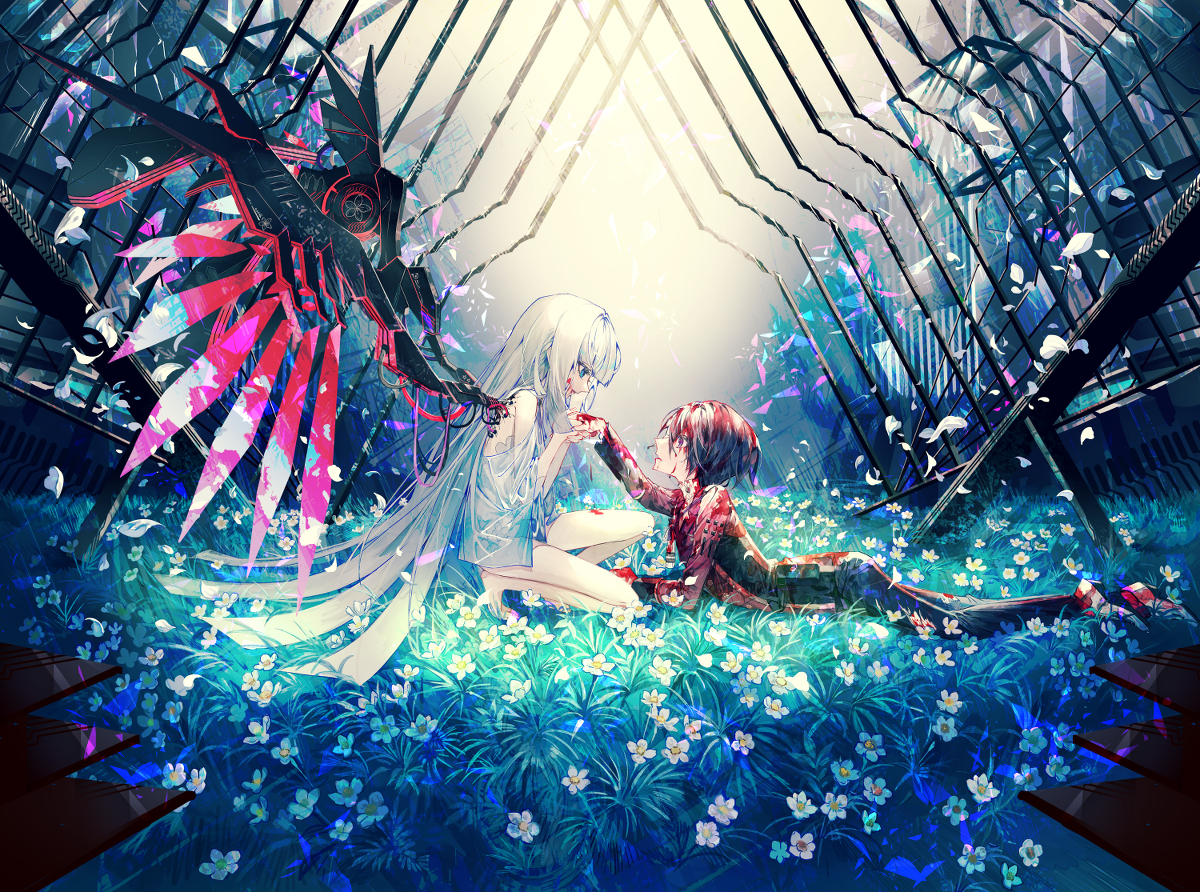 This is a pixiv picture whose title is 『終焉ノ花嫁』.