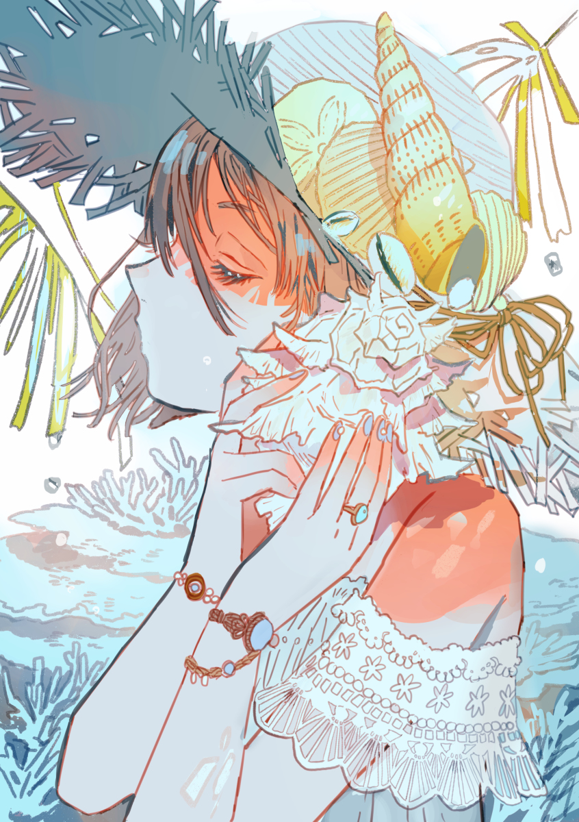 This is a pixiv picture whose title is 海がきこえる.