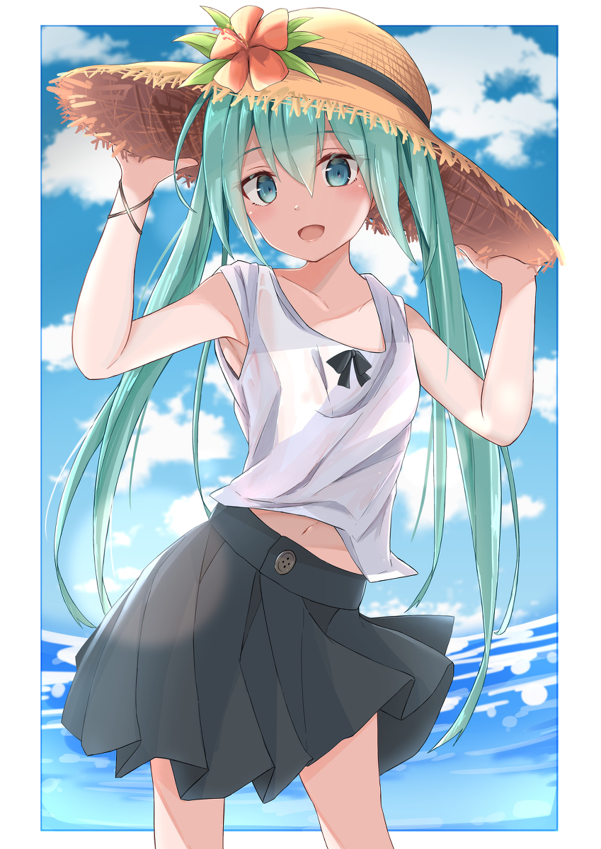 This is a pixiv picture whose title is 夏ミクさん.