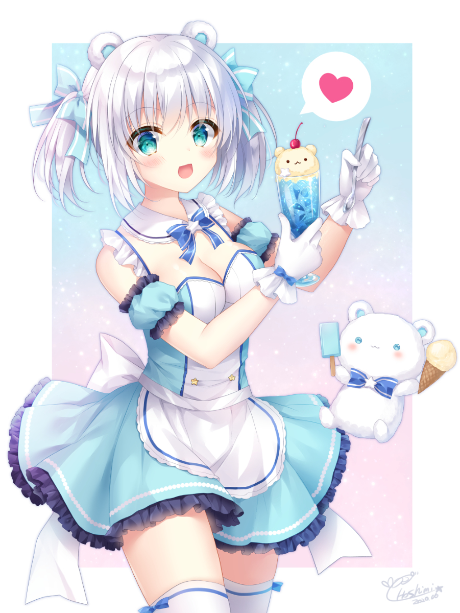 This is a pixiv picture whose title is Kuma Cream Soda💙.