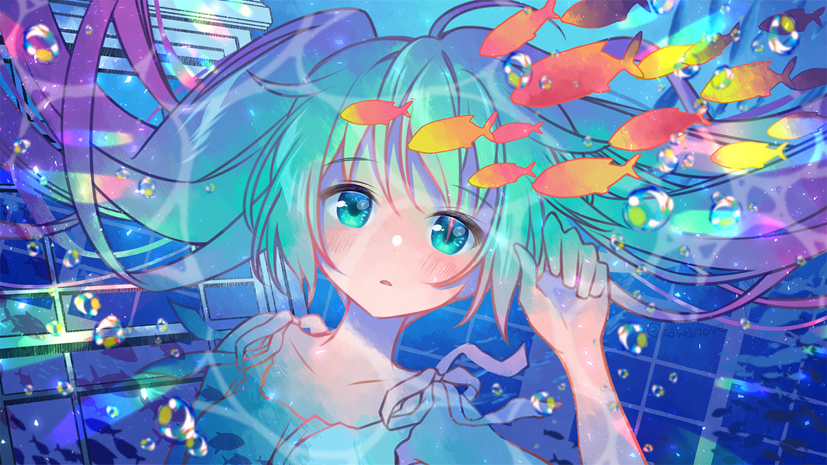 This is a pixiv picture whose title is 人魚になってしまいたい.