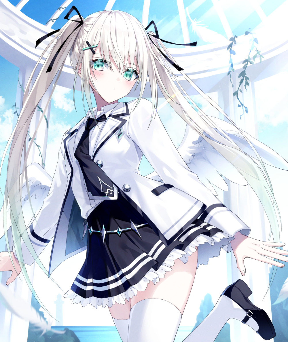 This is a pixiv picture whose title is 天使（プラチナブロンド×ミントグリーン）.