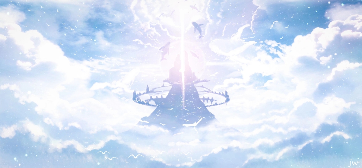 This is a pixiv picture whose title is 我们的孤独就像天空中城市，仿佛是一个秘密却无从诉说。.