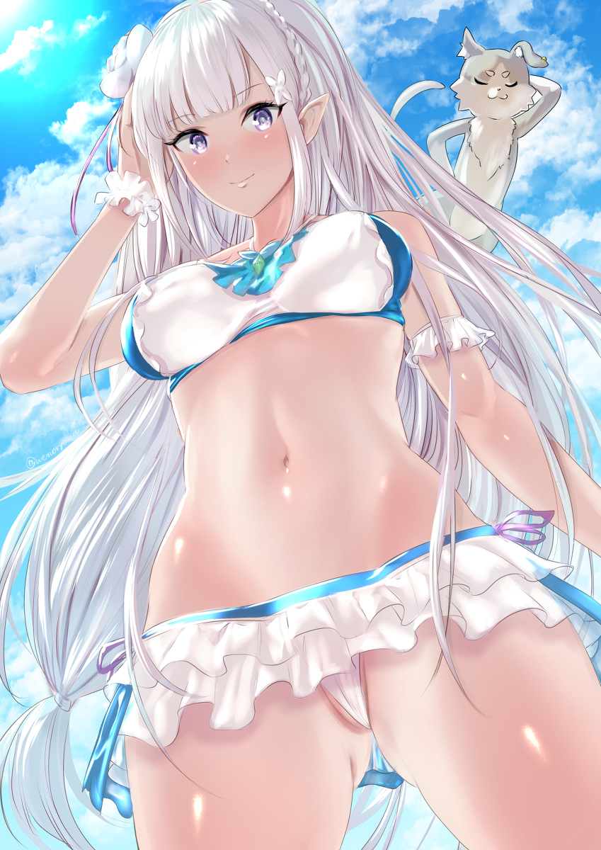 This is a pixiv picture whose title is 水着エミリア.