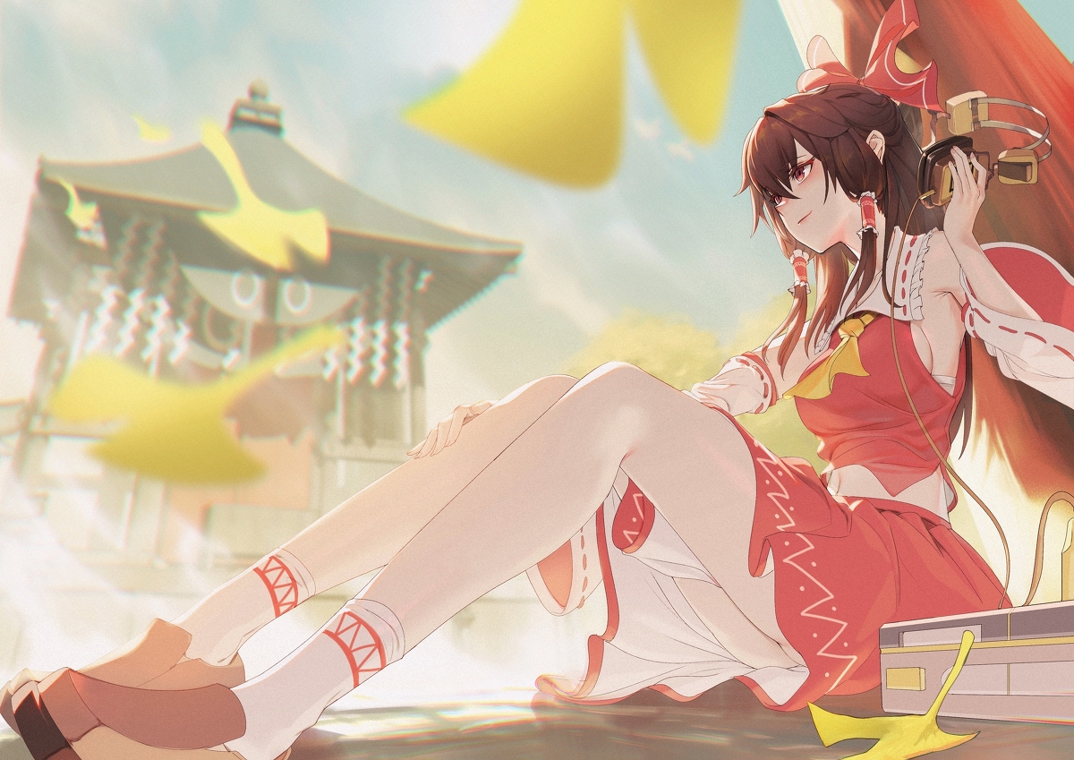 This is a pixiv picture whose title is 博麗霊夢 Page background.