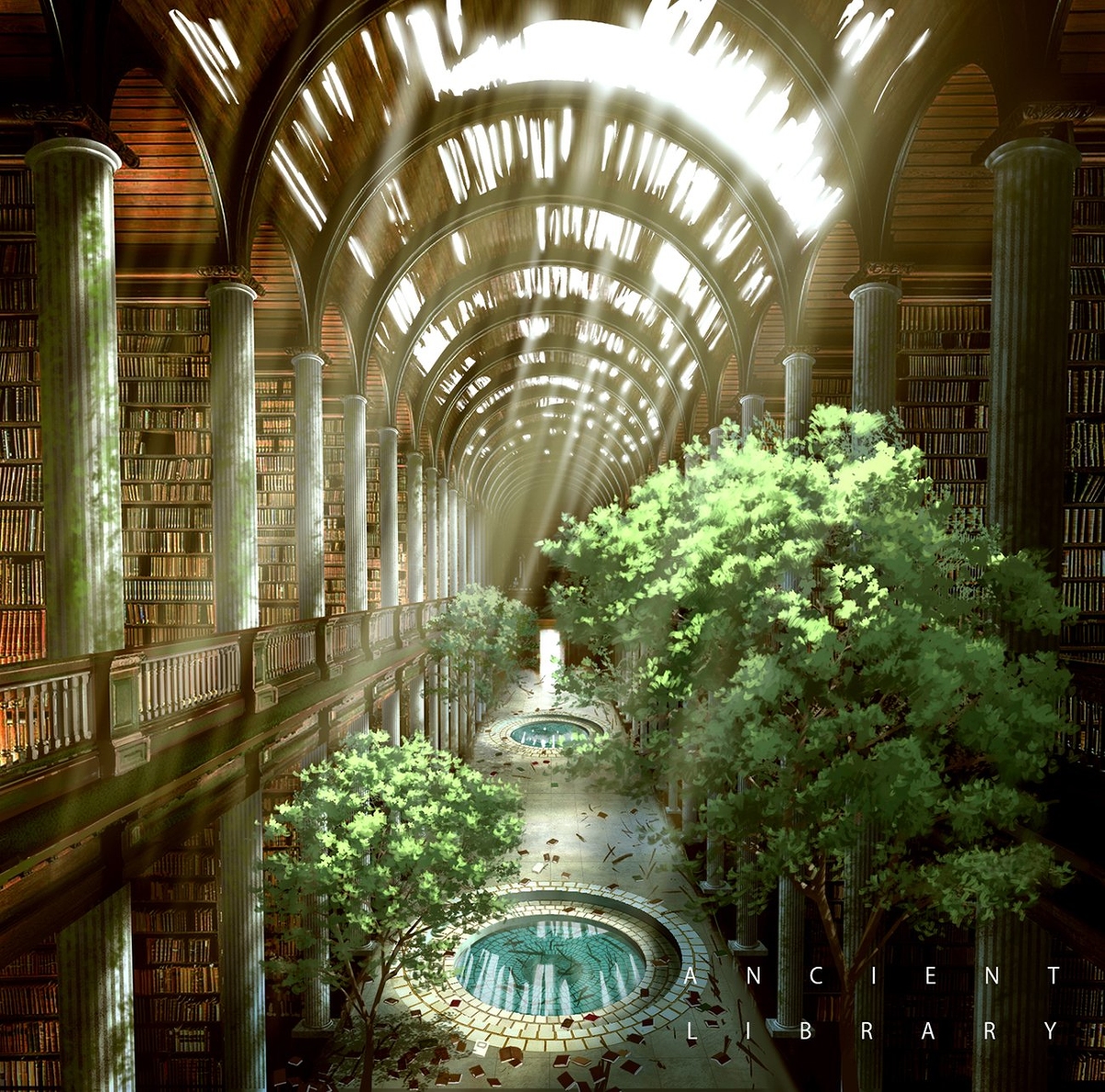 This is a pixiv picture whose title is EP「Ancient Library」ジャケット.