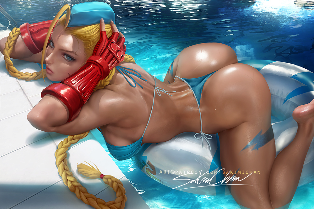 This is a pixiv picture whose title is 游泳池嘉米 Cammy pool.