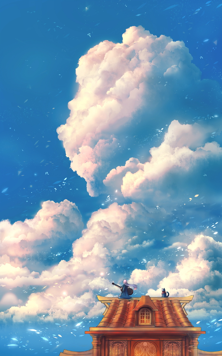 This is a pixiv picture whose title is 空に歌う.