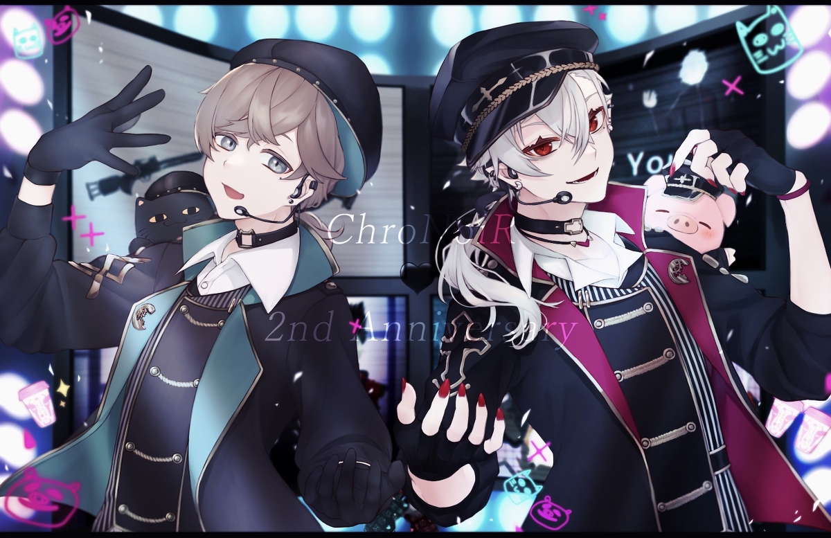 This is a pixiv picture whose title is 🖤ChroNoiR結成2周年🖤.