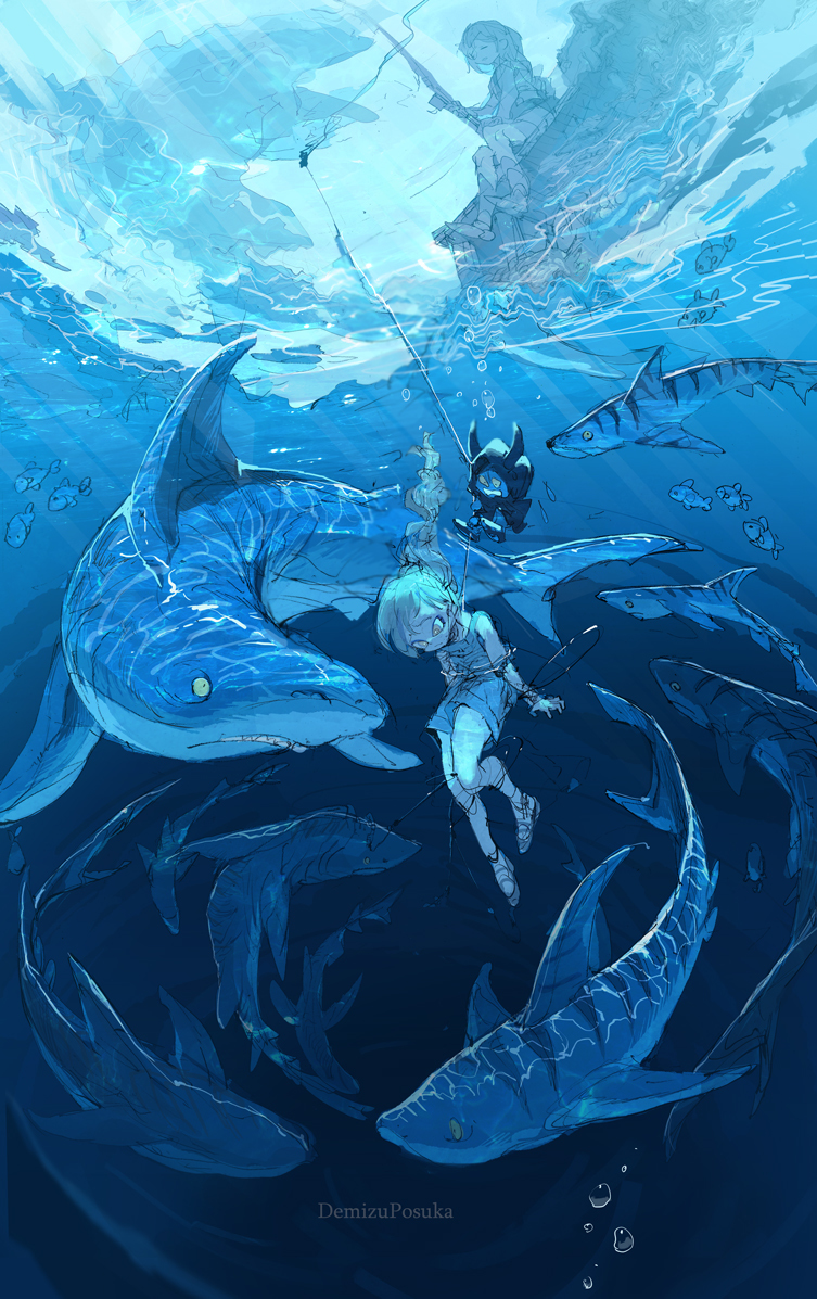 This is a pixiv picture whose title is 今日は釣り日和.