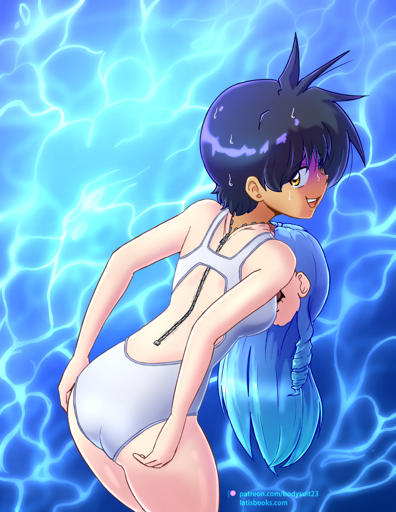 This is a pixiv picture whose title is Swimsuit Shenanigans.