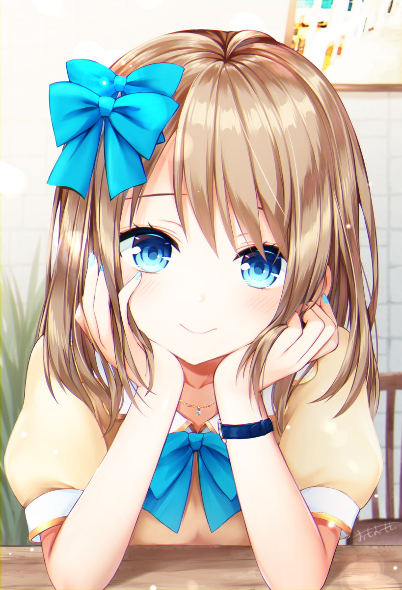 This is a pixiv picture whose title is カフェデートwithうちの子セミロング.