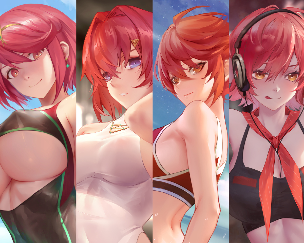 This is a pixiv picture whose title is Short Red Hair girls.