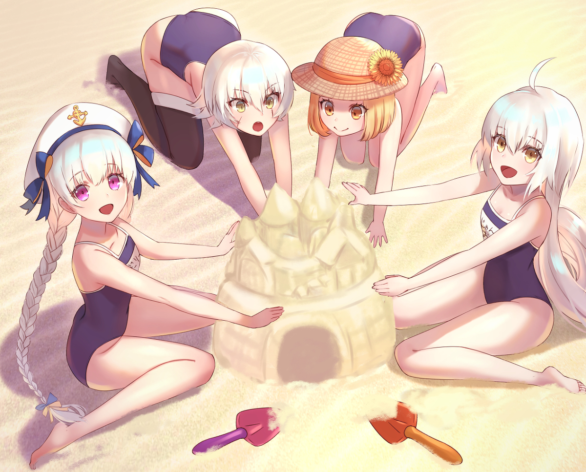 This is a pixiv picture whose title is 水着幼女組.