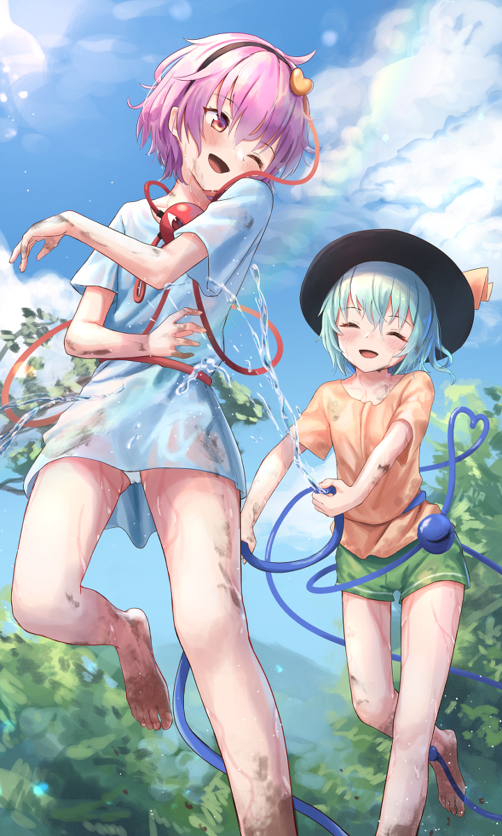 This is a pixiv picture whose title is 姉妹で水遊び.