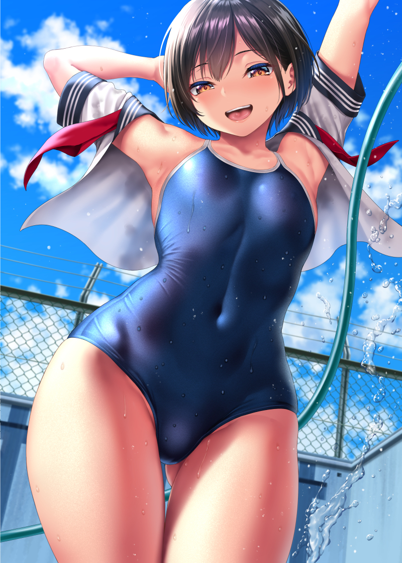 This is a pixiv picture whose title is スク水JKさん.