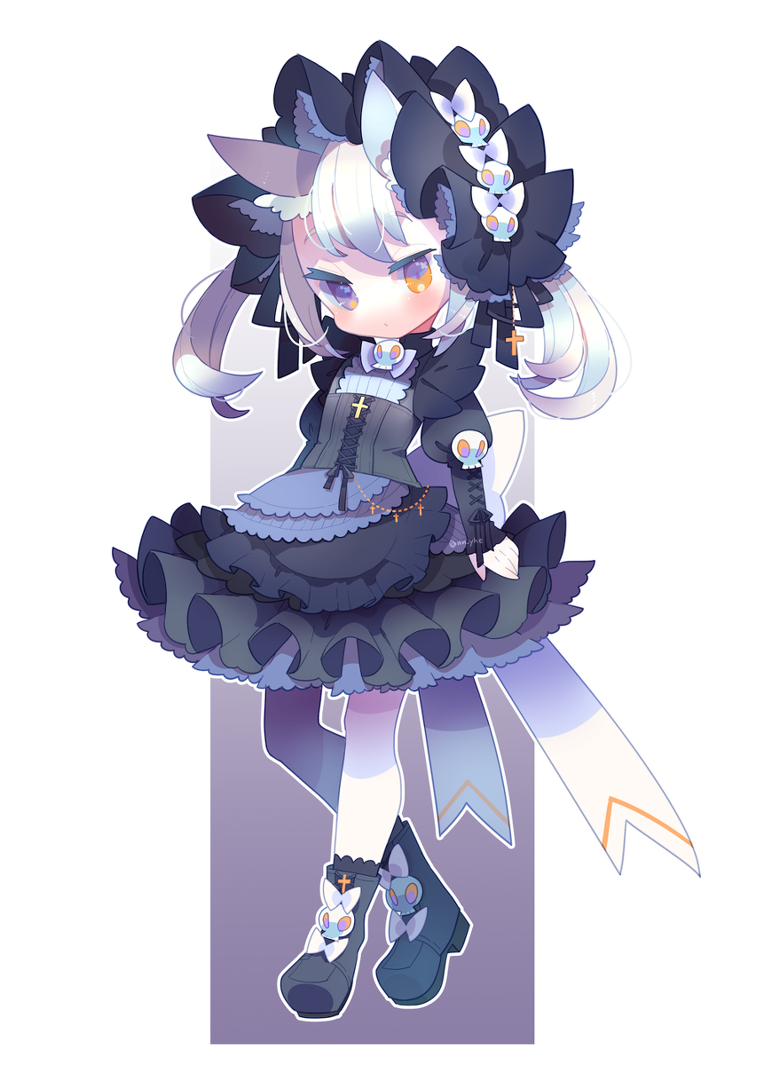 This is a pixiv picture whose title is 【オリジナル】猫耳ゴスネクロちゃん.