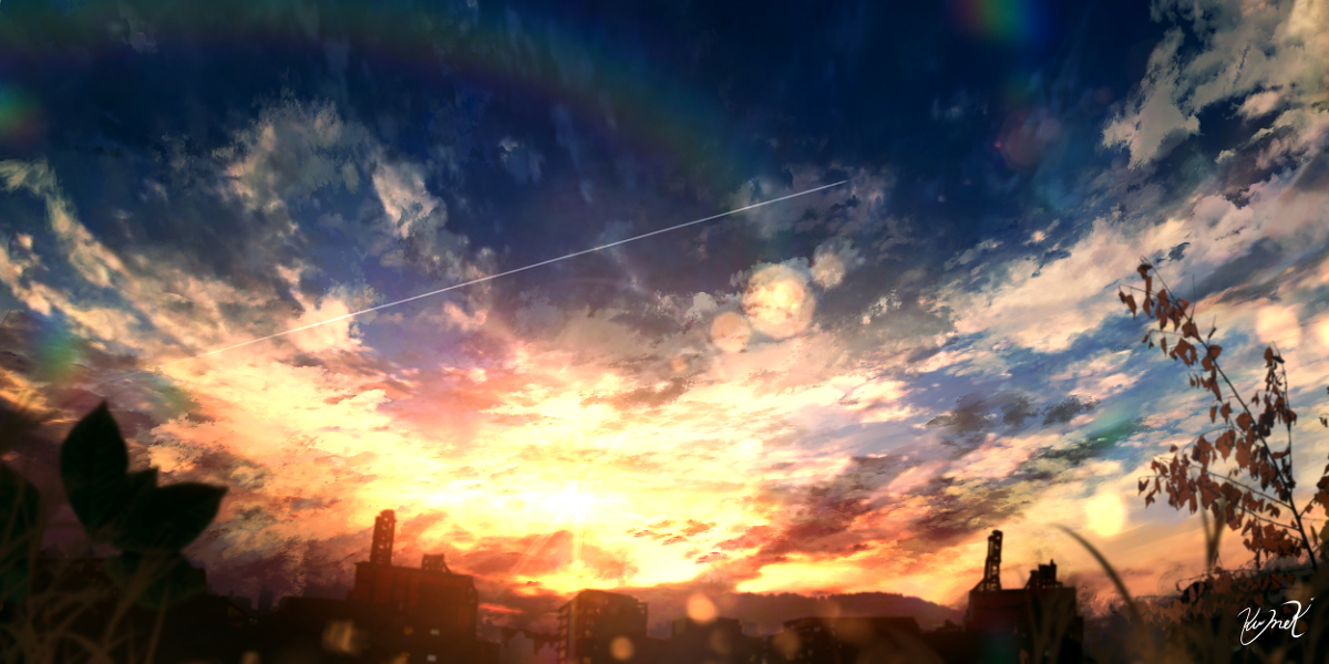This is a pixiv picture whose title is 夕刻に染まる(人物無ver).