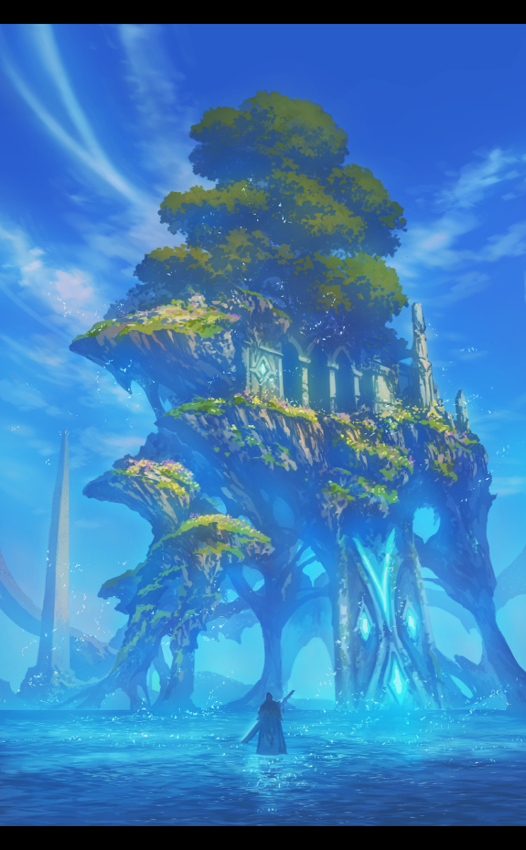 This is a pixiv picture whose title is 湖の神殿.