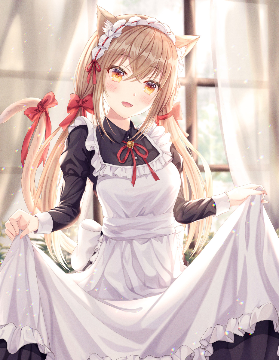 This is a pixiv picture whose title is 猫耳メイド.