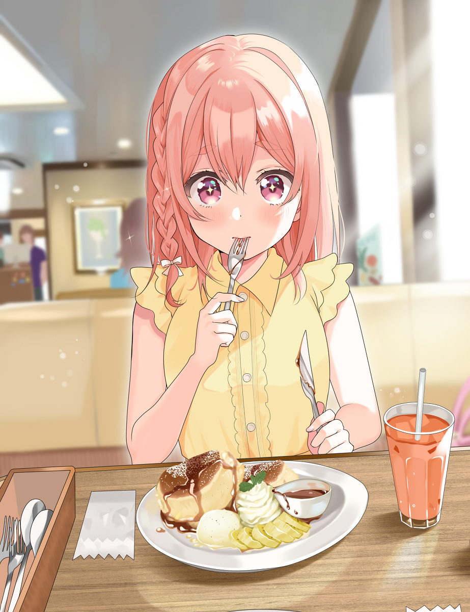 This is a pixiv picture whose title is 墨ちゃんとパンケーキ.