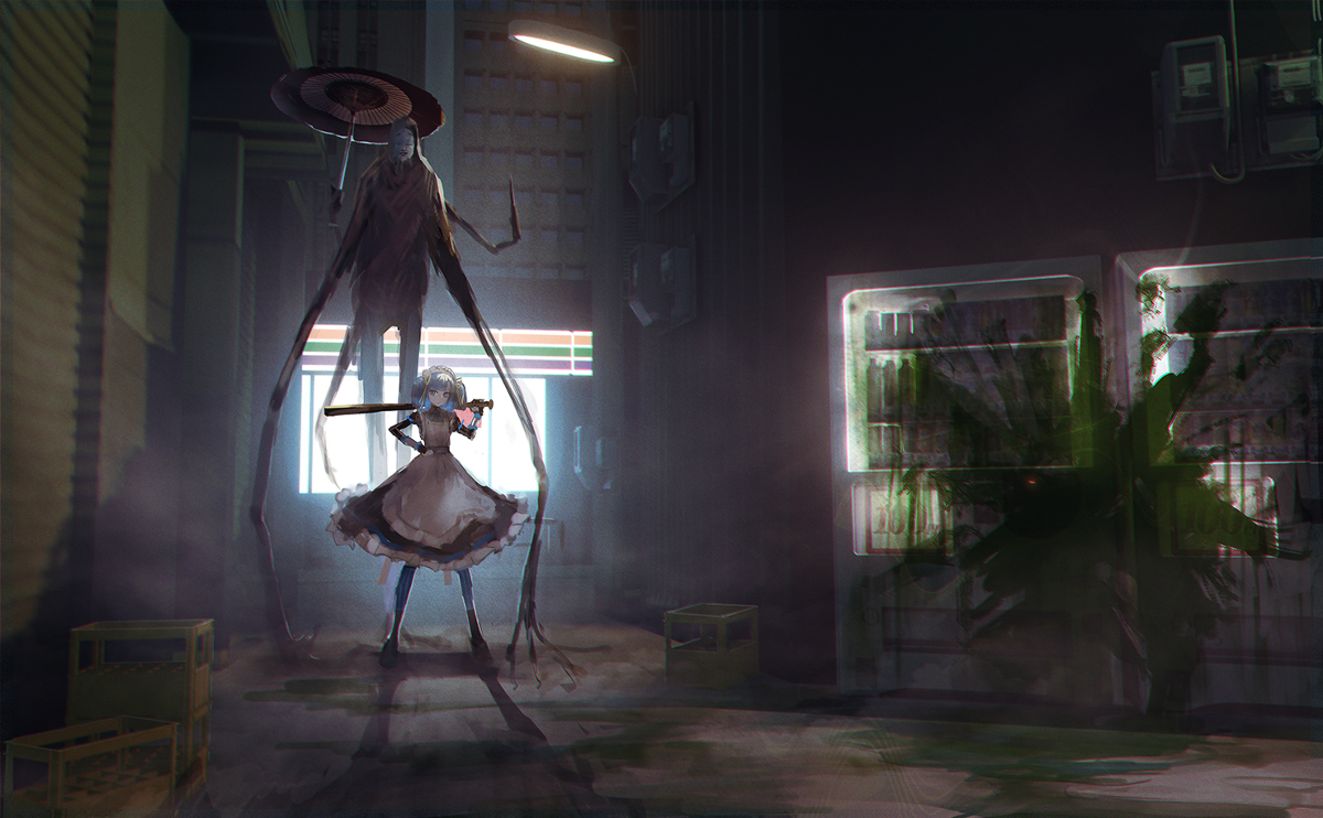 This is a pixiv picture whose title is 裏路地.