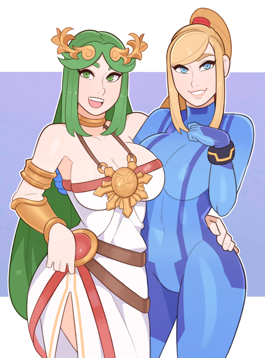 This is a pixiv picture whose title is Samus and Palutena.