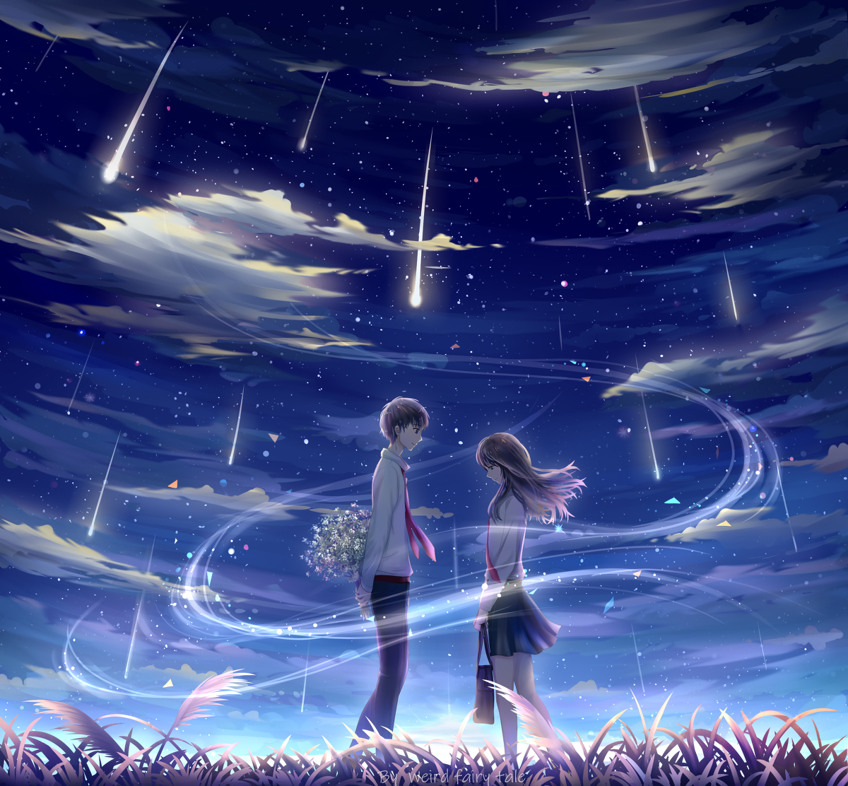 This is a pixiv picture whose title is 流星雨.