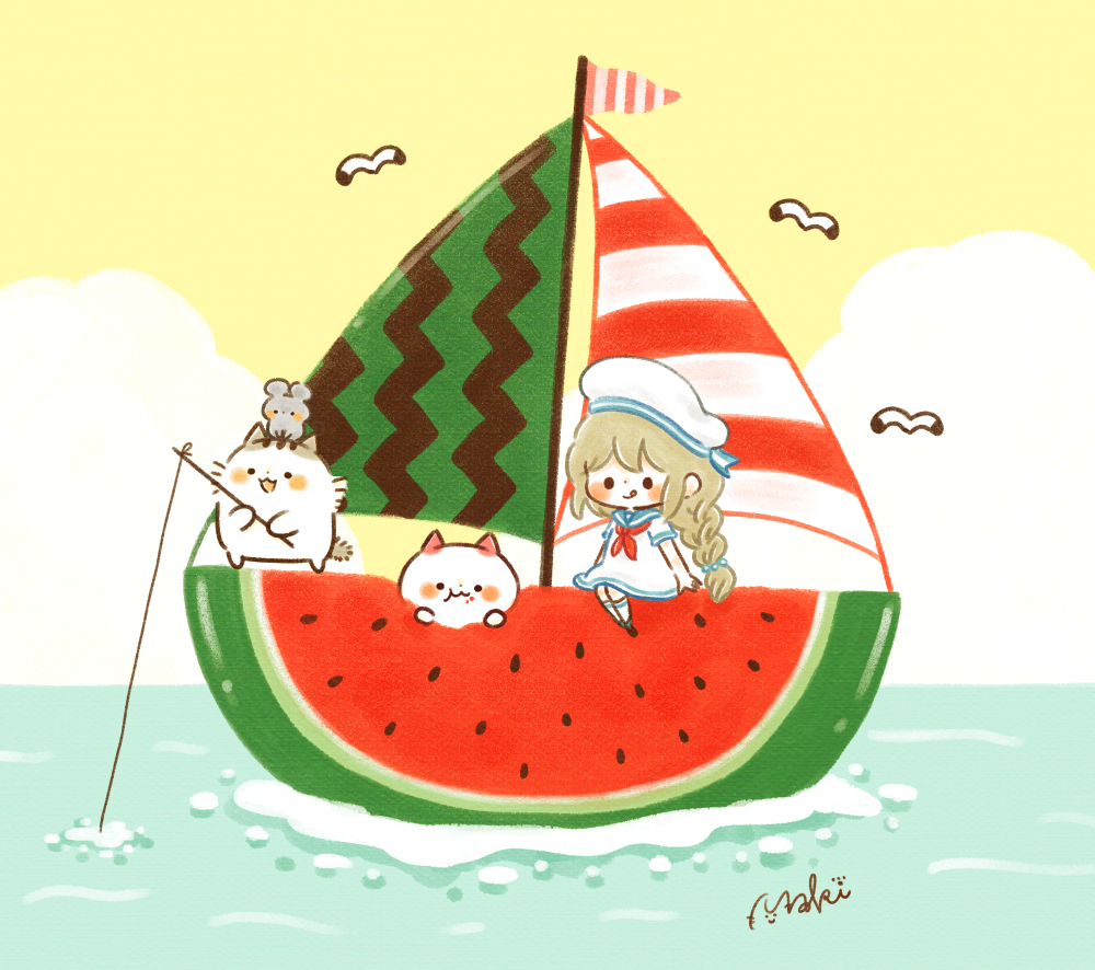 This is a pixiv picture whose title is スイカ号.