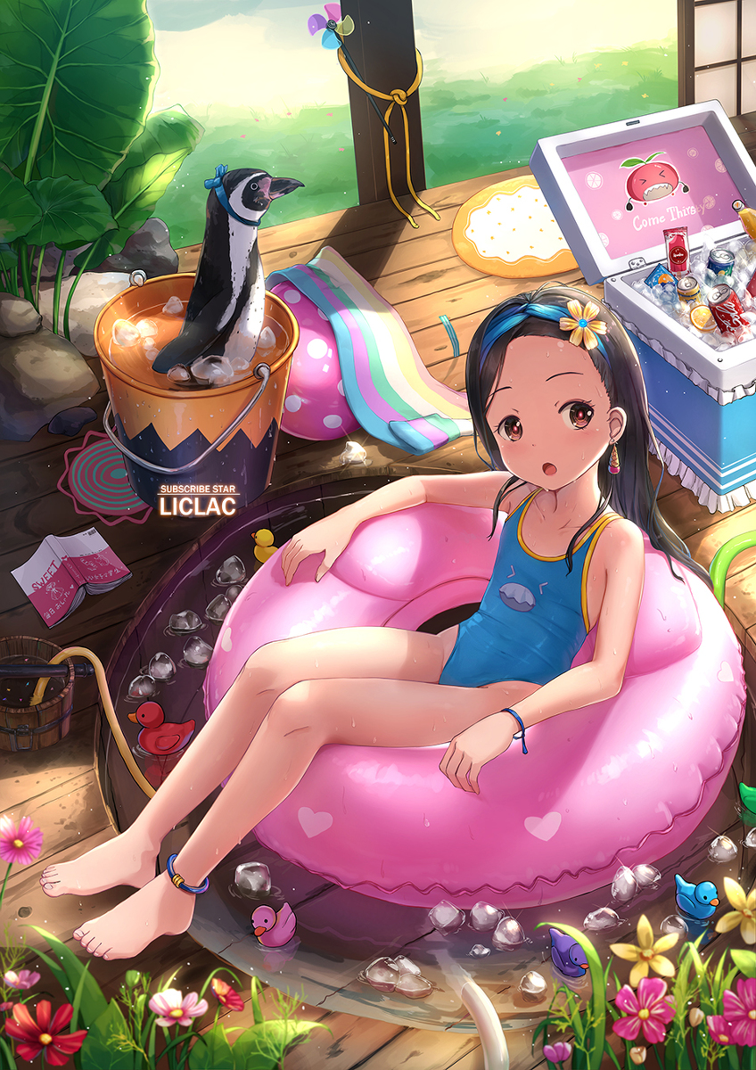 This is a pixiv picture whose title is 真夏の暑い日に.